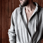 Peignoir en coton et polyester avec capuche ajustable taille S/M couleur gris sixième vue