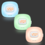 Radio-réveil avec lumière d'ambiance naturelle et radio FM Muse couleur blanc troisième vue