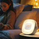 Radio-réveil avec lumière d'ambiance naturelle et radio FM Muse couleur blanc sixième vue