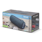 Enceinte de forme cylindrique résistante à l'eau avec détails LED couleur bleu foncé huitième vue