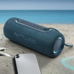Enceinte de forme cylindrique résistante à l'eau avec détails LED deuxième vue