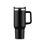 Grand gobelet thermique en acier inoxydable avec paille 1,2L couleur noir