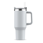Grand gobelet thermique en acier inoxydable avec paille 1,2L couleur blanc