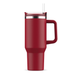 Grand gobelet thermique en acier inoxydable avec paille 1,2L couleur rouge foncé