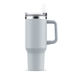Grand gobelet thermique en acier inoxydable avec paille 1,2L couleur gris clair