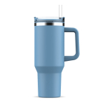 Grand gobelet thermique en acier inoxydable avec paille 1,2L couleur bleu ciel