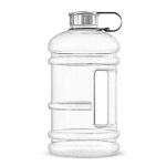 Grande bouteille en plastique avec poignée et bouchon fixe 2,2L couleur blanc transparent
