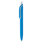Stylo à bouton-poussoir en plastique, encre bleue fabriqué en UE couleur bleu deuxième vue