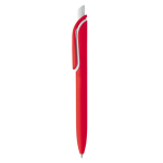 Stylo à bouton-poussoir en plastique, encre bleue fabriqué en UE couleur rouge deuxième vue