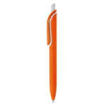 Stylo à bouton-poussoir en plastique, encre bleue fabriqué en UE couleur orange deuxième vue