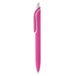Stylo à bouton-poussoir en plastique, encre bleue fabriqué en UE couleur rose deuxième vue