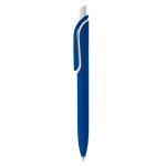 Stylo à bouton-poussoir en plastique, encre bleue fabriqué en UE couleur bleu foncé deuxième vue