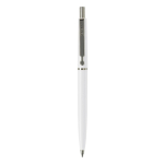 Stylo en plastique avec composants métalliques fabriqué en UE couleur blanc deuxième vue