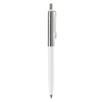 Stylo à bouton-poussoir en métal, détail coloré sur clip, encre bleue couleur blanc cinquième vue