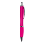 Stylo en plastique transparent avec détails métalliques et encre bleue couleur rose cinquième vue