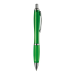 Stylo en plastique transparent avec détails métalliques et encre bleue couleur vert transparent cinquième vue