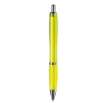 Stylo en plastique transparent avec détails métalliques et encre bleue couleur jaune transparent quatrière vue