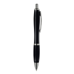 Stylo en plastique transparent avec détails métalliques et encre bleue couleur noir transparent cinquième vue