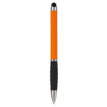 Stylo rotatif en plusieurs couleurs avec pointeur, encre bleue couleur orange quatrière vue