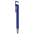 Stylo en plastique avec pointeur et support pour mobile à encre bleue couleur bleu deuxième vue
