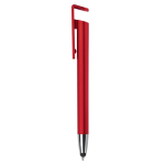 Stylo en plastique avec pointeur et support pour mobile à encre bleue couleur rouge deuxième vue