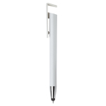 Stylo en plastique avec pointeur et support pour mobile à encre bleue couleur blanc deuxième vue