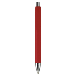 Stylo en plastique en couleurs à bouton-poussoir, encre bleue couleur rouge deuxième vue