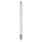 Stylo en plastique en couleurs à bouton-poussoir, encre bleue couleur blanc