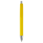 Stylo en plastique en couleurs à bouton-poussoir, encre bleue couleur jaune deuxième vue