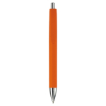 Stylo en plastique en couleurs à bouton-poussoir, encre bleue couleur orange deuxième vue