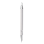 Stylo en aluminium avec étui assorti en forme de tube couleur blanc quatrière vue