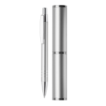 Stylo en aluminium avec étui assorti en forme de tube couleur argenté