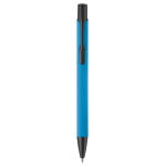 Stylo en aluminium avec revêtement en caoutchouc de plusieurs couleurs couleur cyan deuxième vue