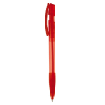 Stylo en plastique fabriqué en Allemagne à encre bleue rechargeable couleur rouge transparent troisième vue
