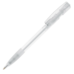 Stylo en plastique fabriqué en Allemagne à encre bleue rechargeable couleur blanc transparent