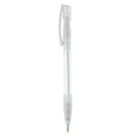 Stylo en plastique fabriqué en Allemagne à encre bleue rechargeable couleur blanc transparent troisième vue