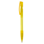 Stylo en plastique fabriqué en Allemagne à encre bleue rechargeable couleur jaune transparent troisième vue