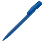 Stylo transparent en plastique avec toucher doux fabriqué en UE couleur bleu deuxième vue