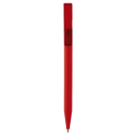Stylo transparent en plastique avec toucher doux fabriqué en UE couleur rouge deuxième vue