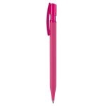 Stylo transparent en plastique avec toucher doux fabriqué en UE couleur rose troisième vue