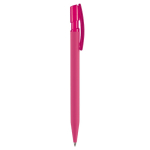 Stylo transparent en plastique avec toucher doux fabriqué en UE couleur rose cinquième vue