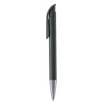 Stylo à bille en plastique mate fabriqué dans l’UE, encre bleue couleur noir troisième vue