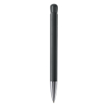 Stylo à bille en plastique mate fabriqué dans l’UE, encre bleue couleur noir quatrière vue