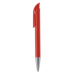 Stylo à bille en plastique mate fabriqué dans l’UE, encre bleue couleur rouge troisième vue