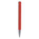 Stylo à bille en plastique mate fabriqué dans l’UE, encre bleue couleur rouge quatrière vue
