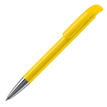 Stylo à bille en plastique mate fabriqué dans l’UE, encre bleue couleur jaune