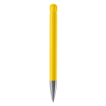 Stylo à bille en plastique mate fabriqué dans l’UE, encre bleue couleur jaune quatrière vue