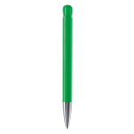 Stylo à bille en plastique mate fabriqué dans l’UE, encre bleue couleur vert quatrière vue