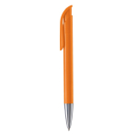 Stylo à bille en plastique mate fabriqué dans l’UE, encre bleue couleur orange troisième vue