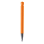 Stylo à bille en plastique mate fabriqué dans l’UE, encre bleue couleur orange quatrière vue